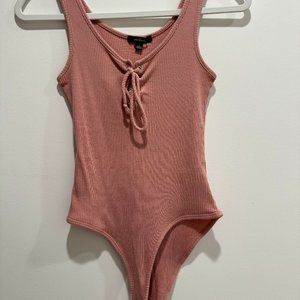 Ambiance Pink Lace Up Bodysuit